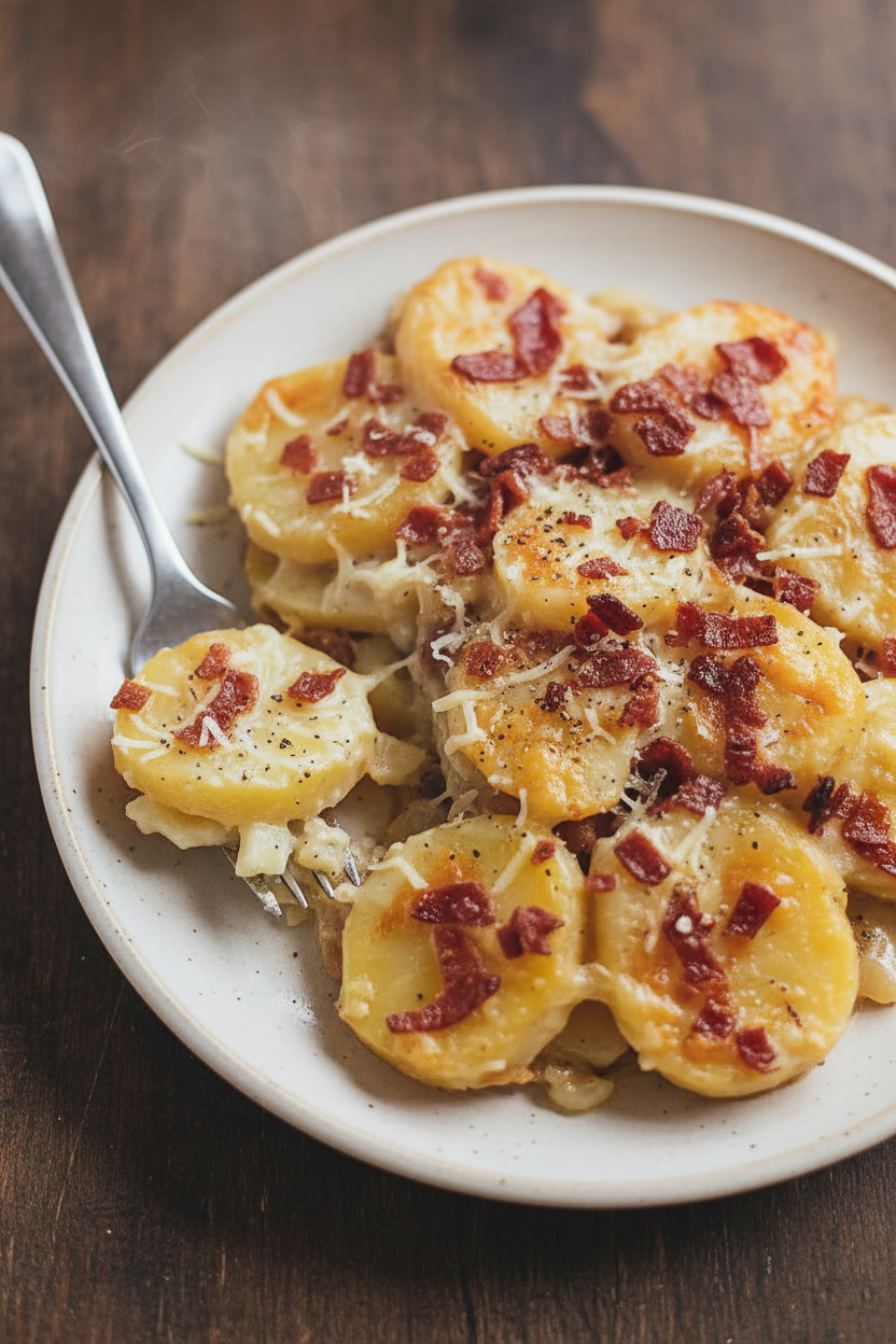 Bacon and Onion Potato Bake