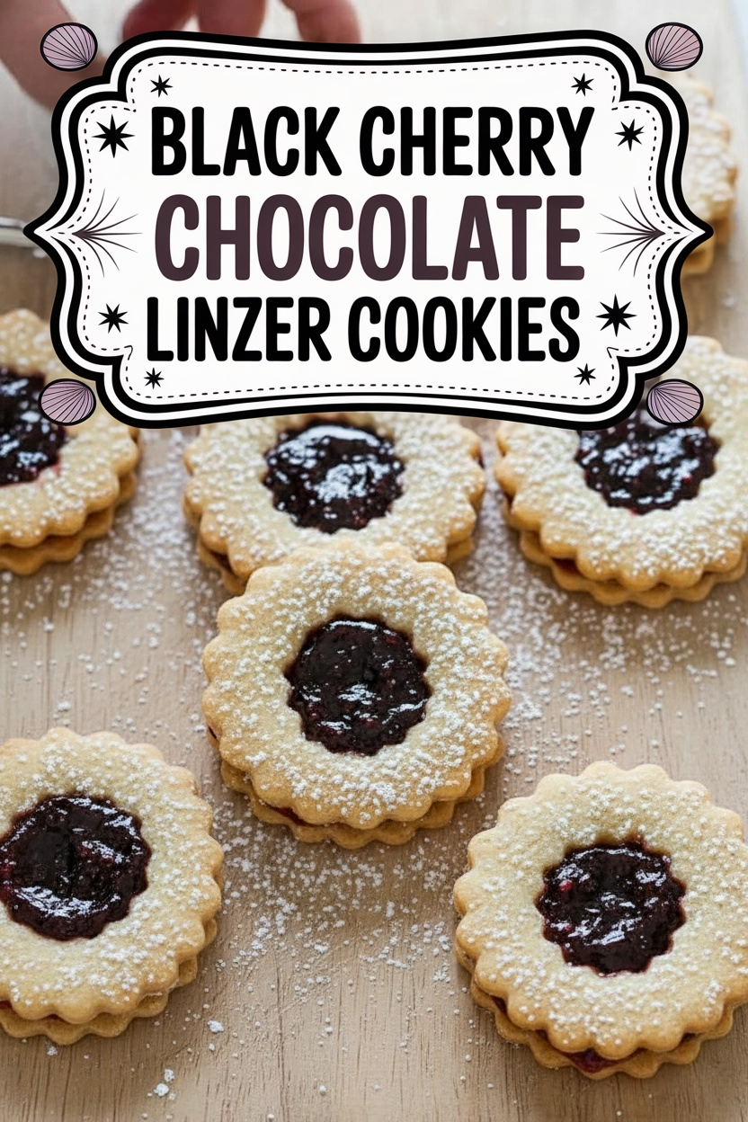Black Cherry Chocolate Linzer Cookies