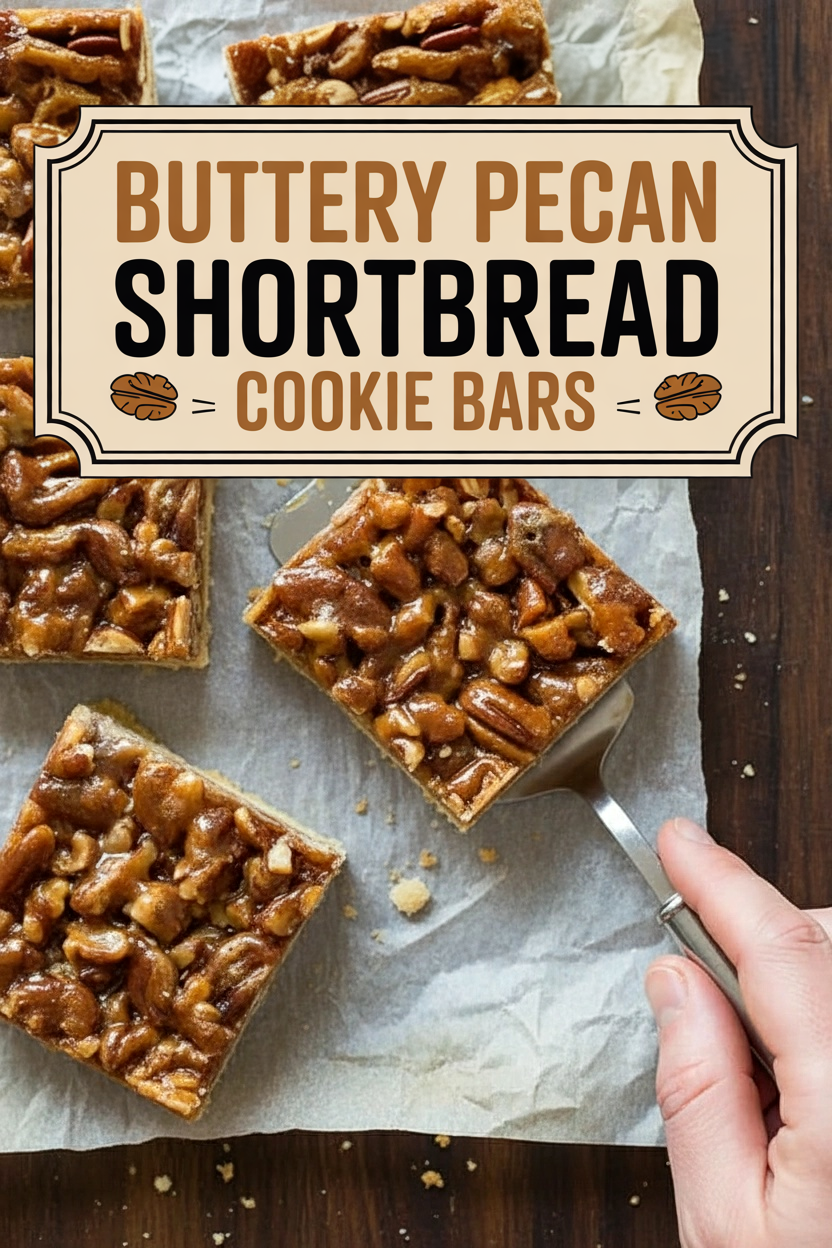 Buttery Pecan Shortbread Cookie Bars