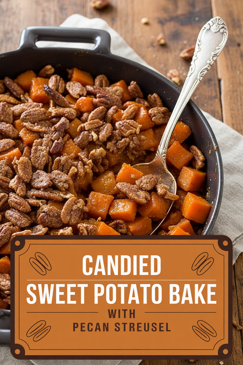 Candied Sweet Potato Bake with Pecan Streusel