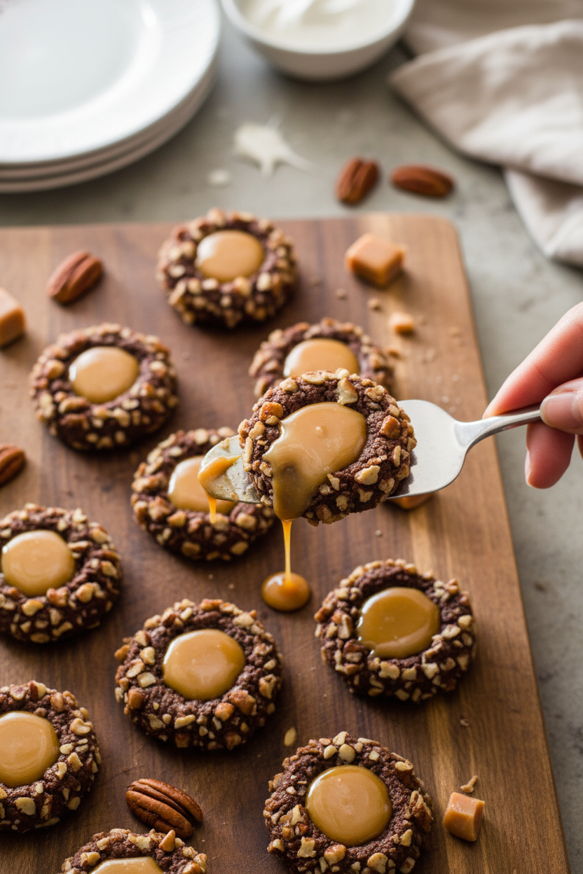 Caramel Pecan Chocolate Turtle Cookies
