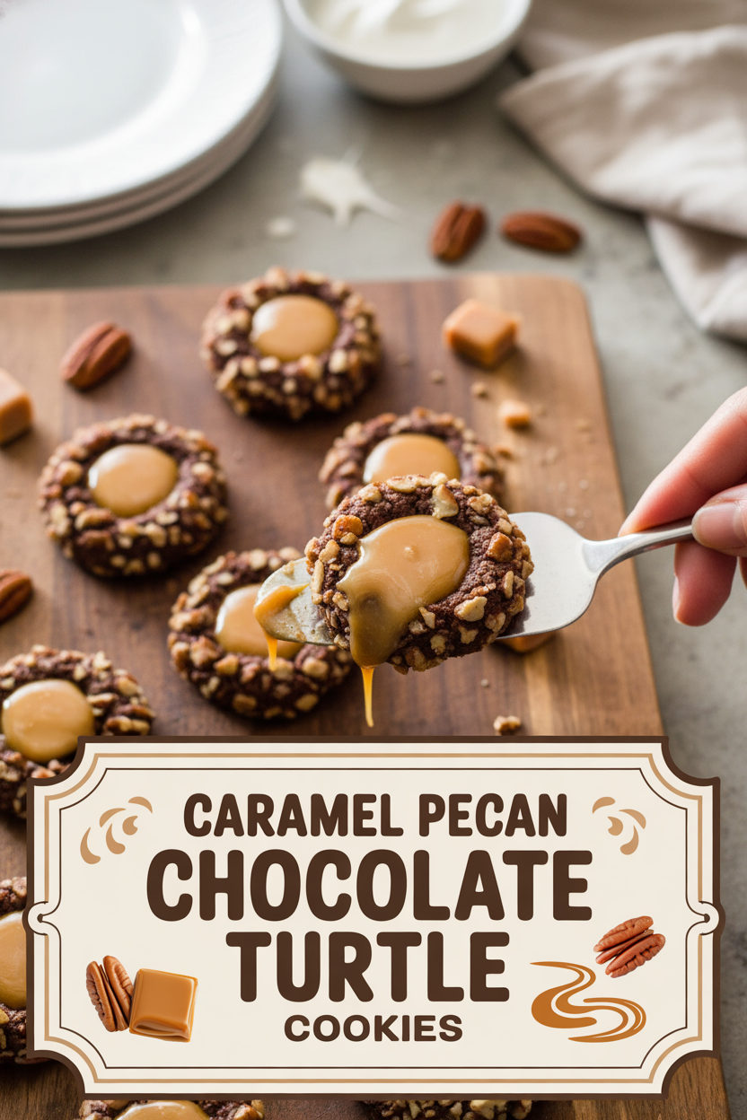 Caramel Pecan Chocolate Turtle Cookies