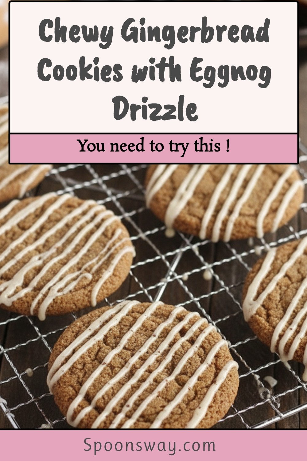 Chewy Gingerbread Cookies with Eggnog Drizzle