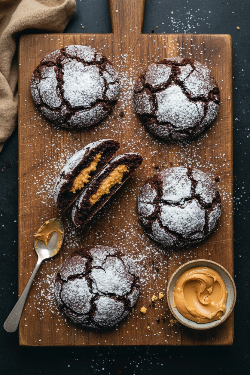 Chocolate Cookies with a Peanut Butter Surprise