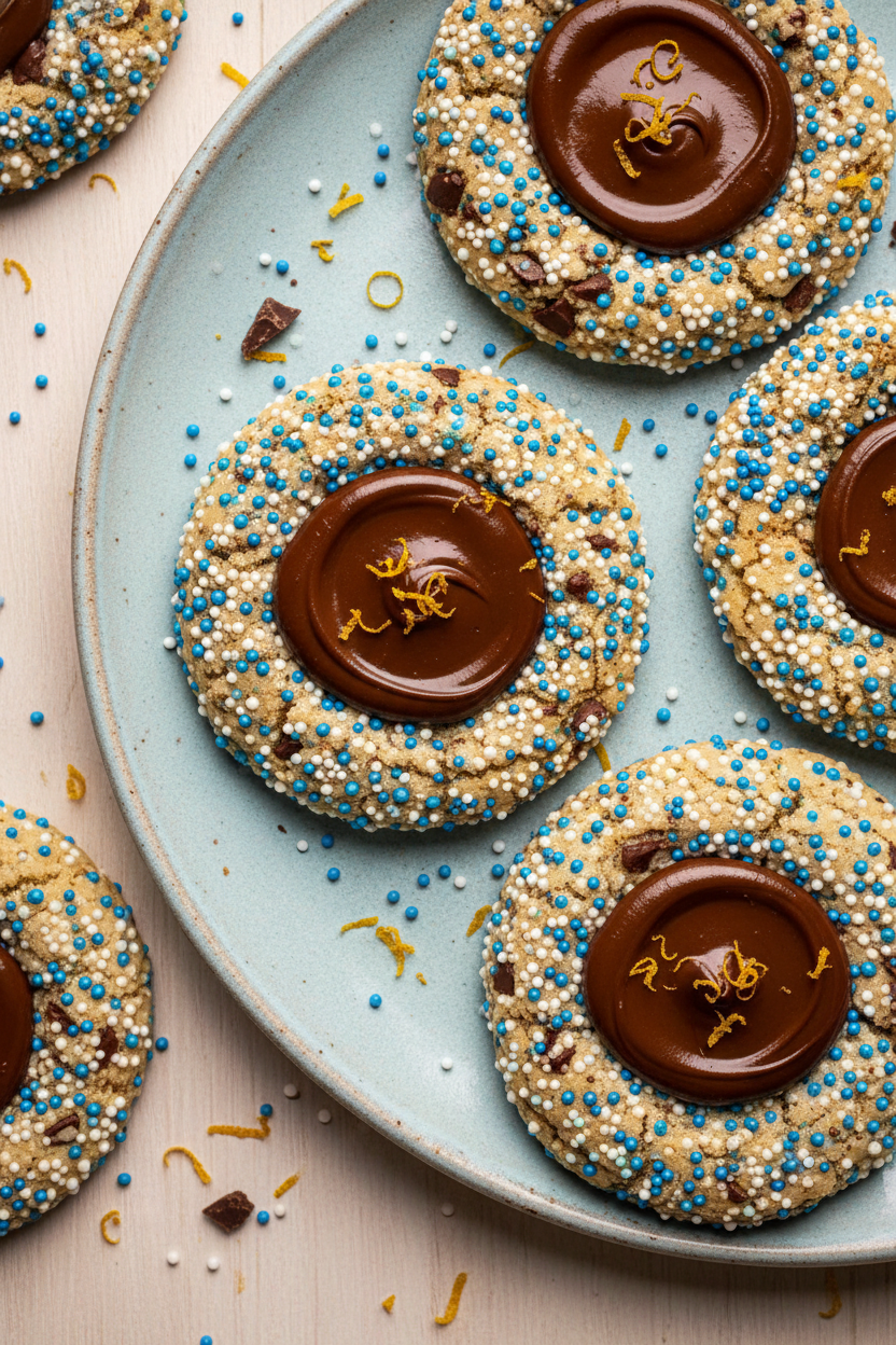 Chocolate Orange Olive Oil Thumbprint Cookies