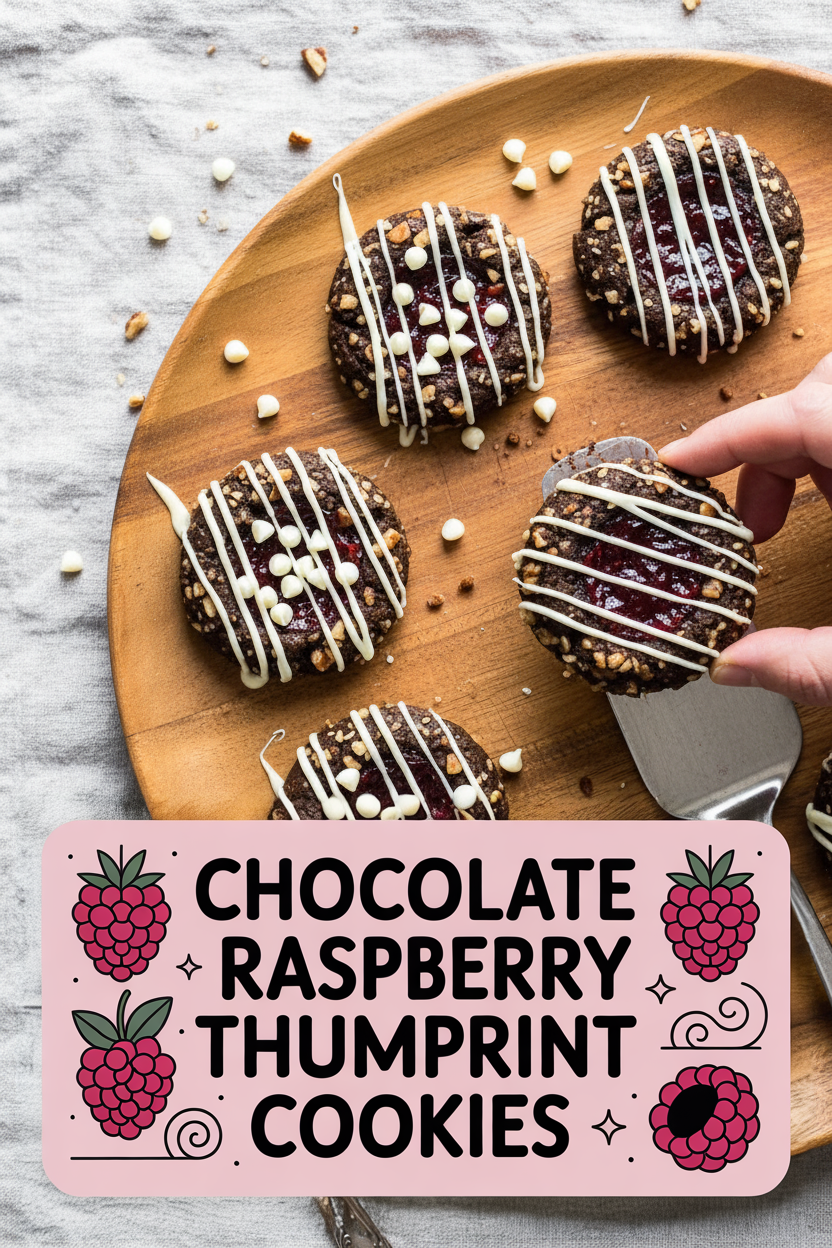 Chocolate Raspberry Thumbprint Cookies