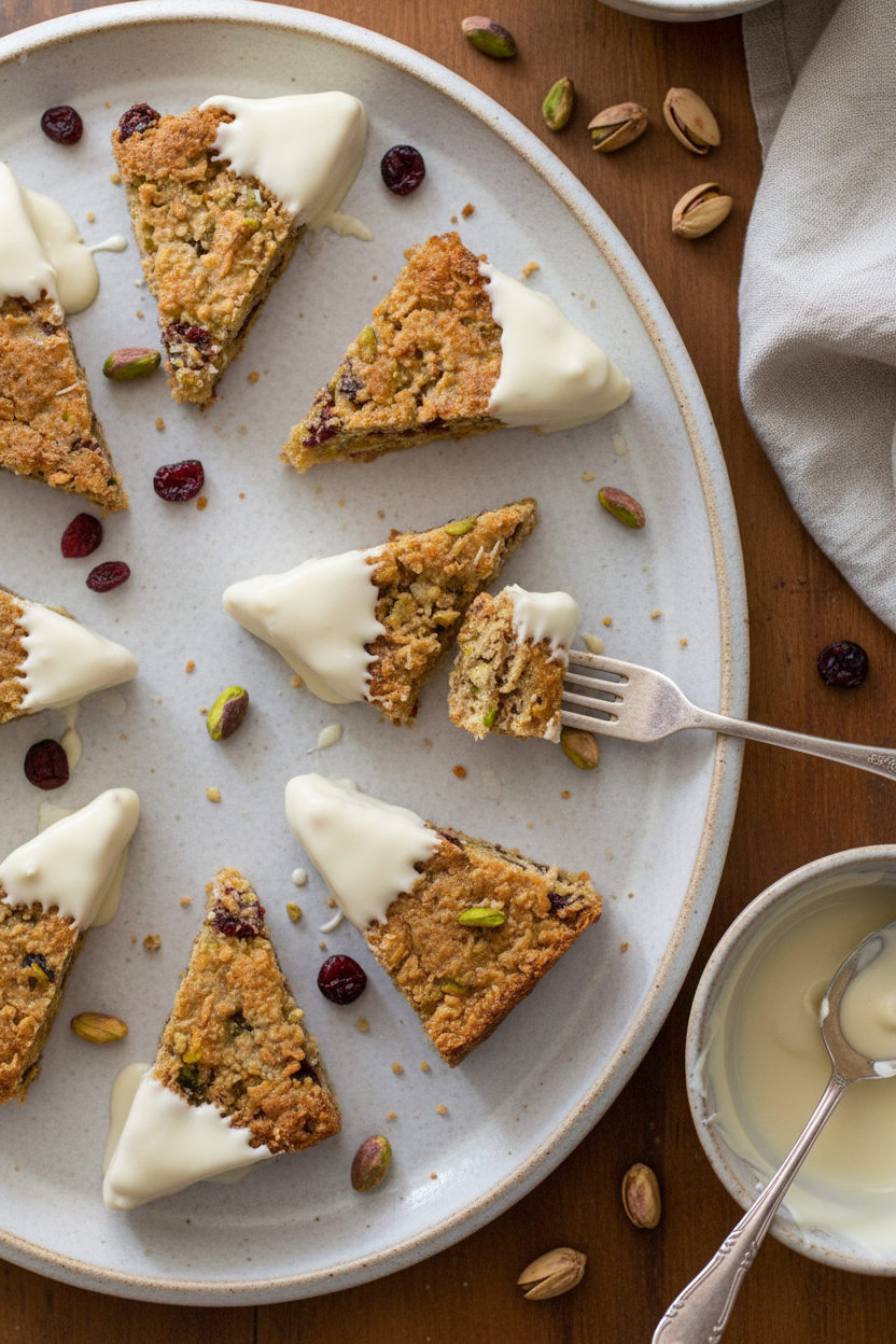 Cranberry Pistachio Coconut Slice