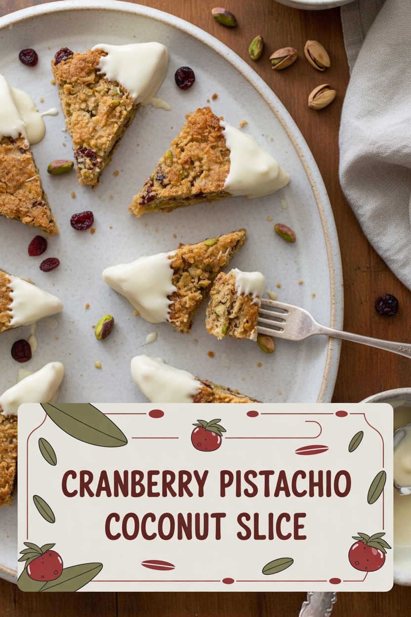 Cranberry Pistachio Coconut Slice