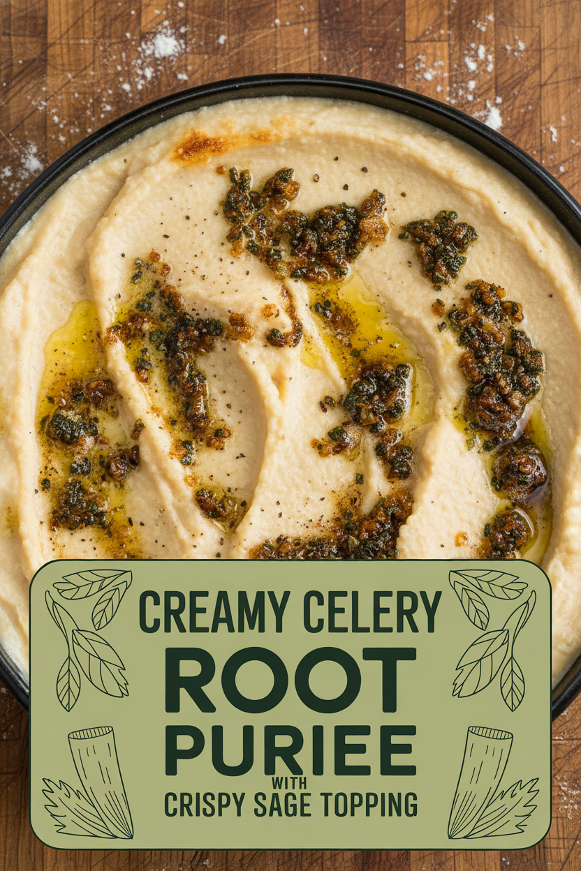 Creamy Celery Root Puree with Crispy Sage Topping