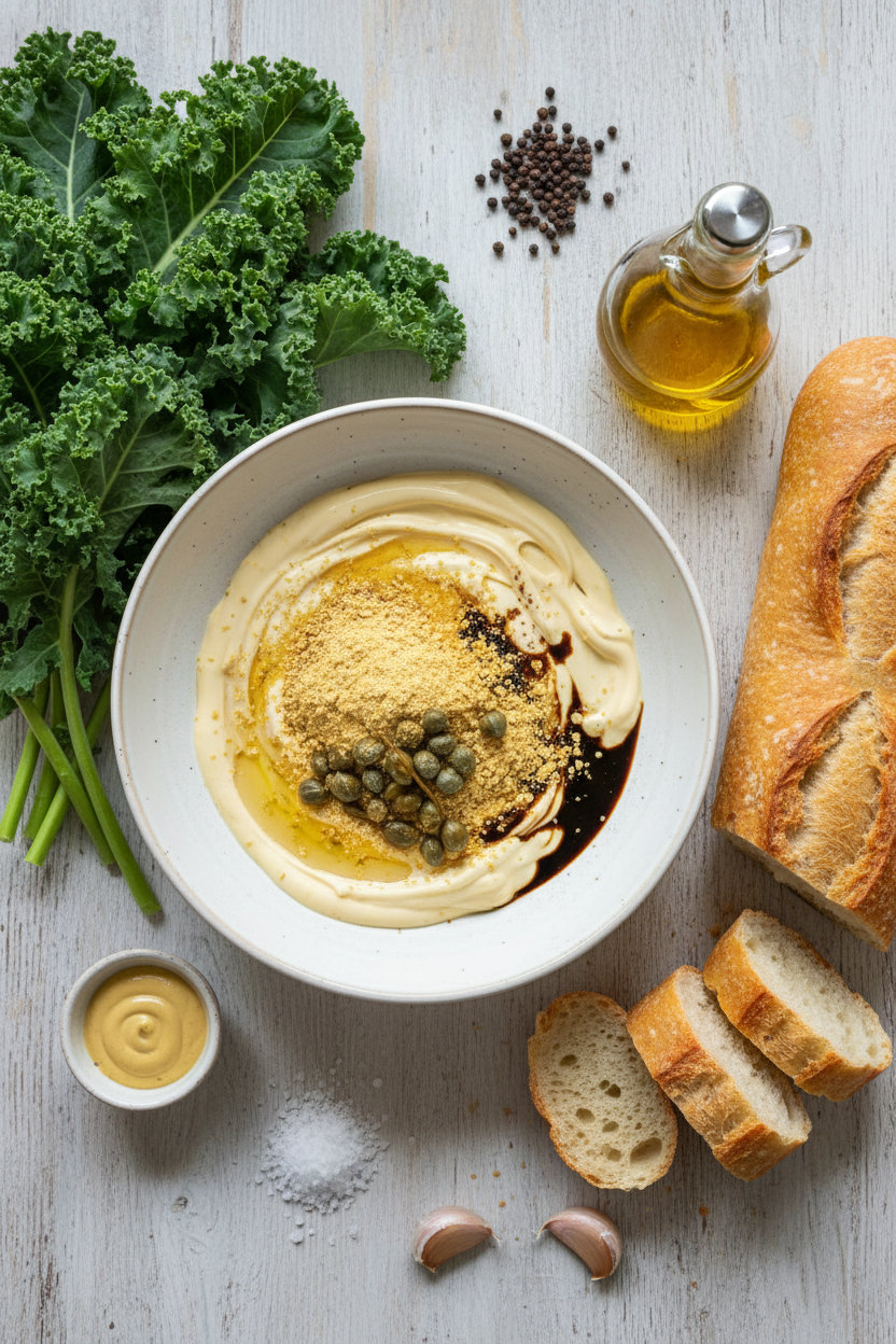 Creamy Vegan Kale Caesar Salad