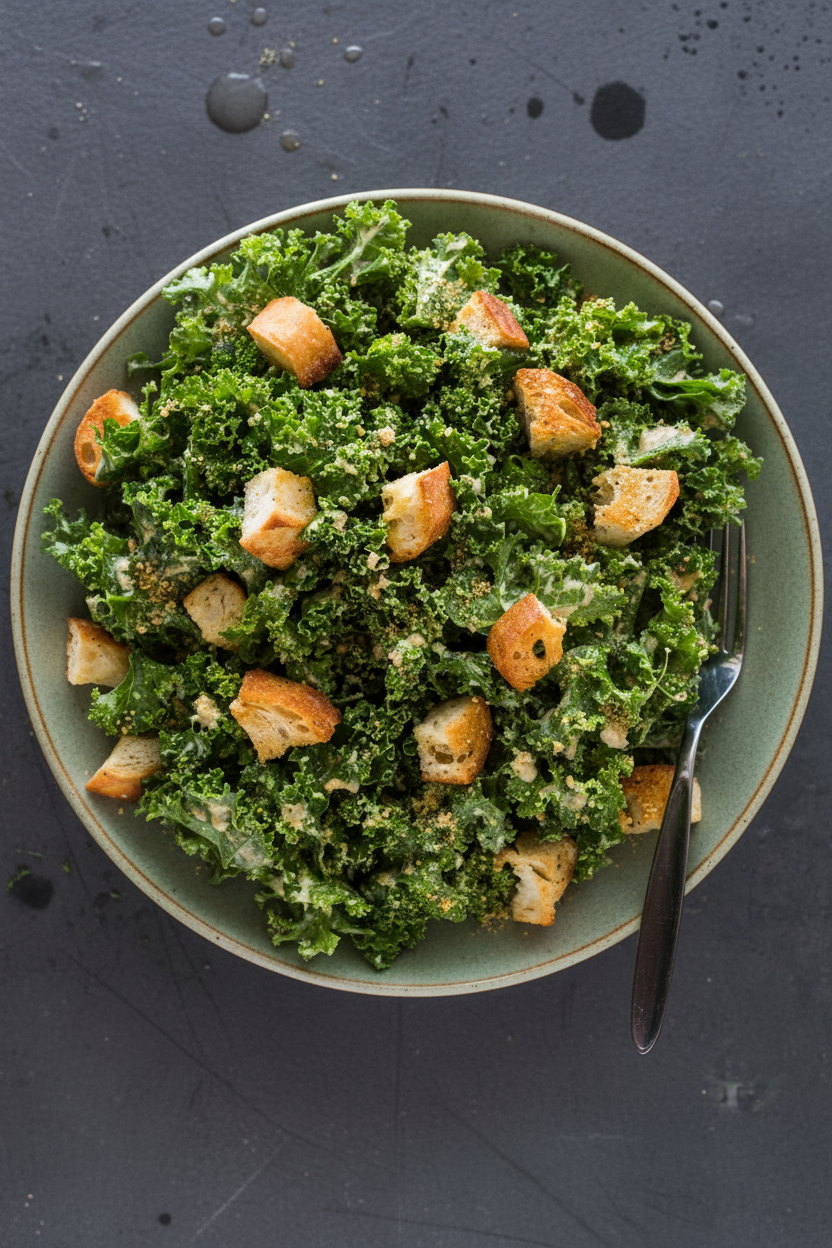 Creamy Vegan Kale Caesar Salad