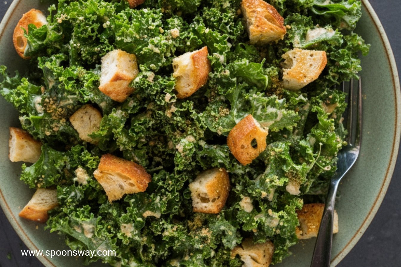 Creamy Vegan Kale Caesar Salad