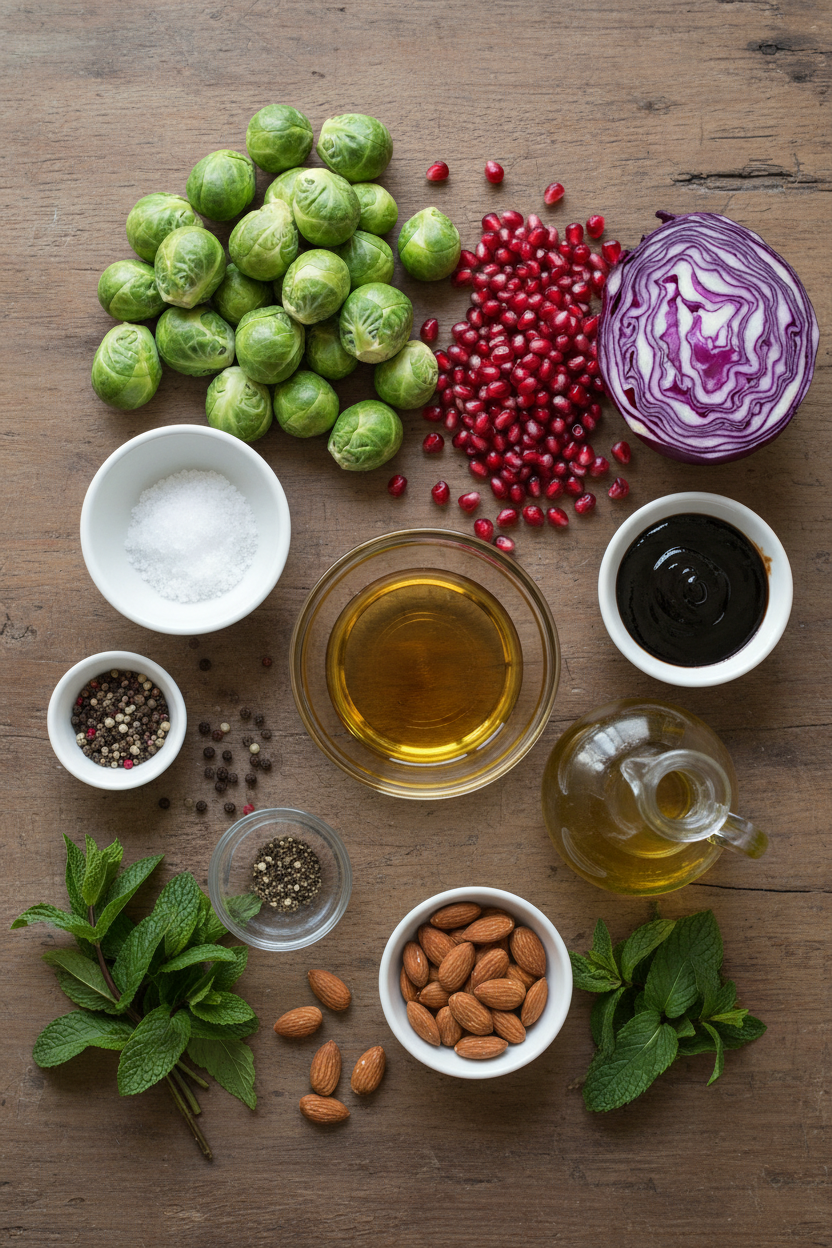 Crisp Brussels and Red Cabbage Slaw