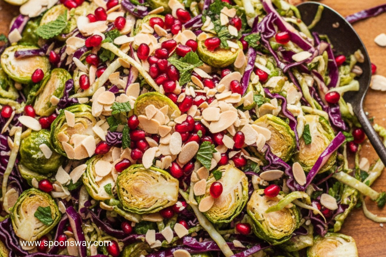 Crisp Brussels and Red Cabbage Slaw
