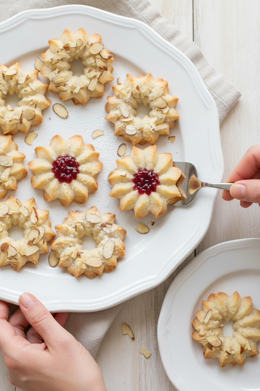 Crisp Buttery Almond Spritz Wreaths