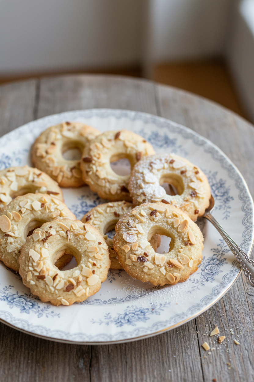 Crisp Buttery Almond Spritz Wreaths