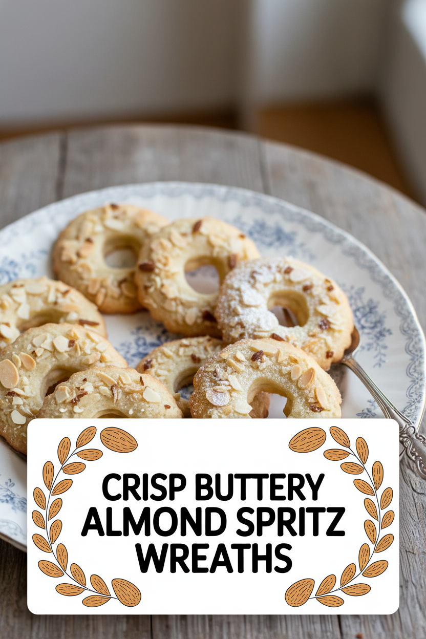 Crisp Buttery Almond Spritz Wreaths