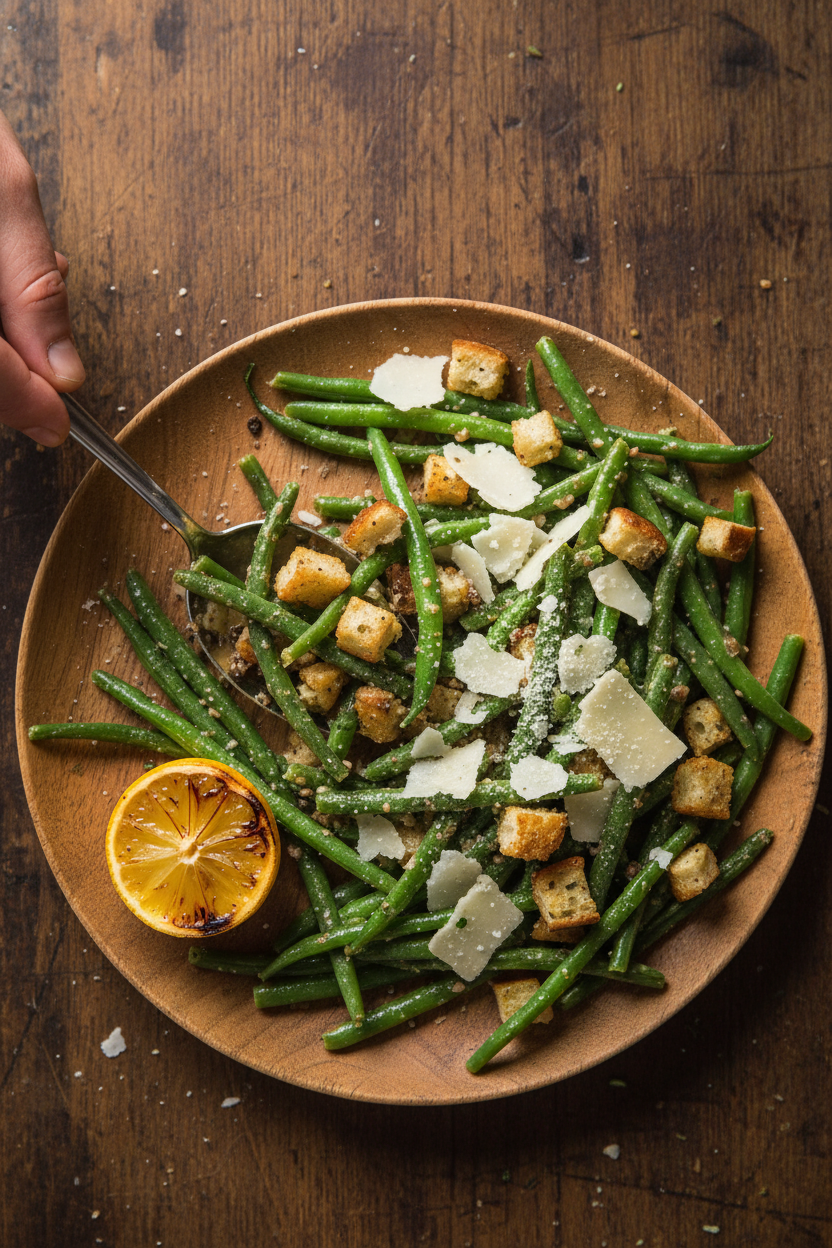 Crisp Caesar Salad with Green Beans
