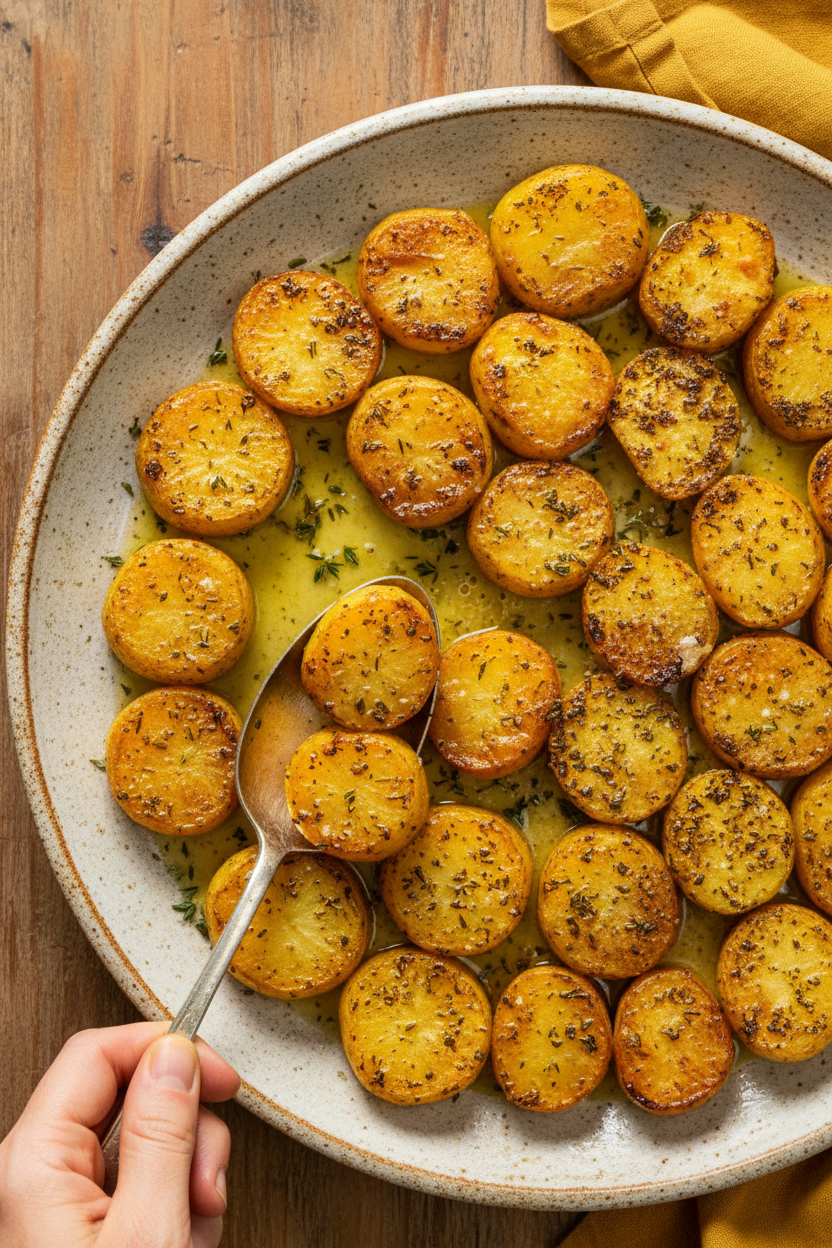 Crispy Buttery Roasted Potato Coins