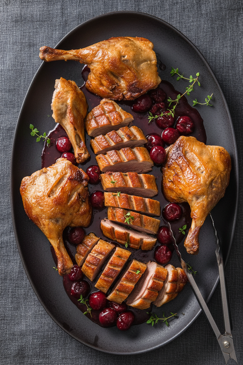 Crispy Duck with Sweet Cherry Glaze