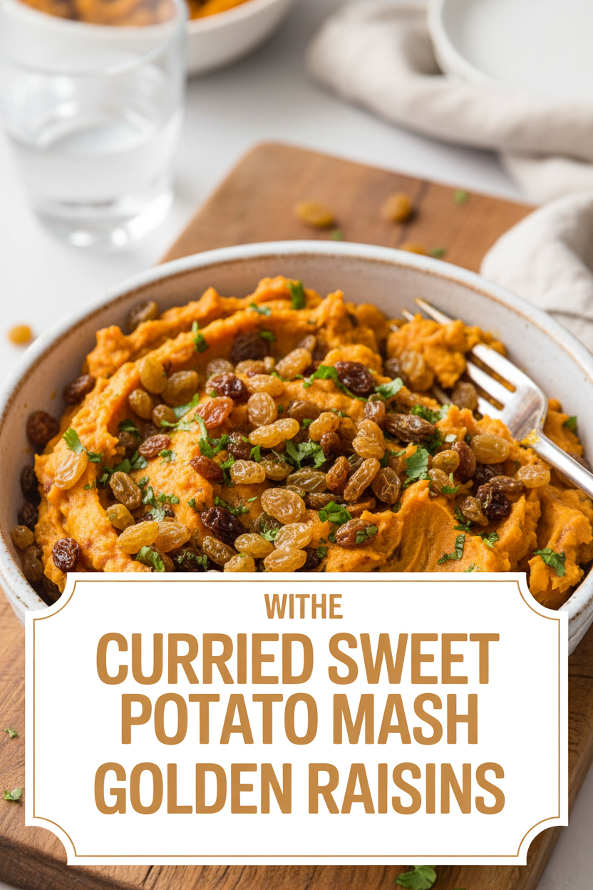 Curried Sweet Potato Mash with Golden Raisins