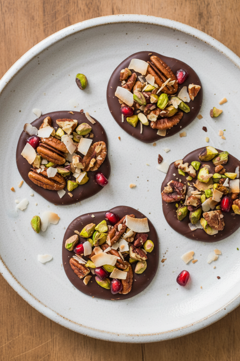 Dark Chocolate Pomegranate Nut Clusters