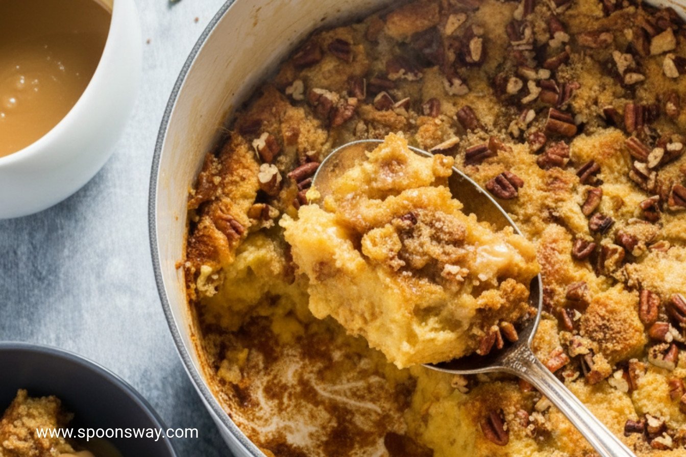 Dutch Oven Bourbon-Pecan Bread Pudding