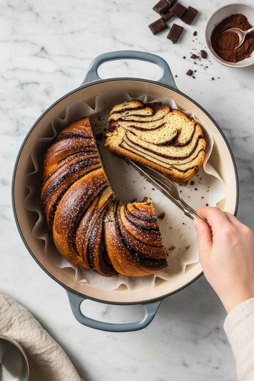 Dutch Oven Chocolate Braid Babka