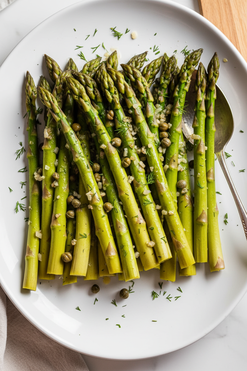 Foil Baked Asparagus with Dill and Capers