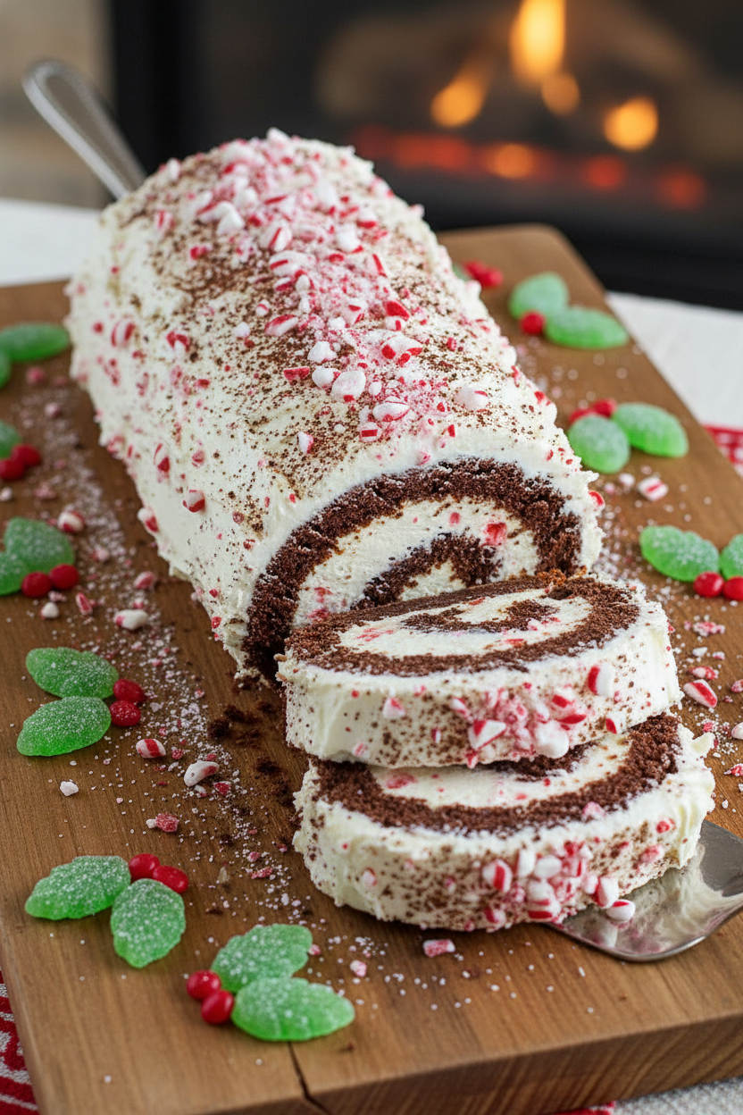 Frozen Peppermint Chocolate Roll