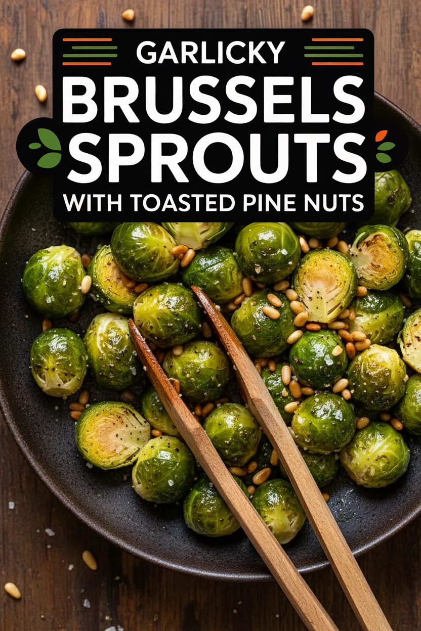 Garlicky Brussels Sprouts with Toasted Pine Nuts