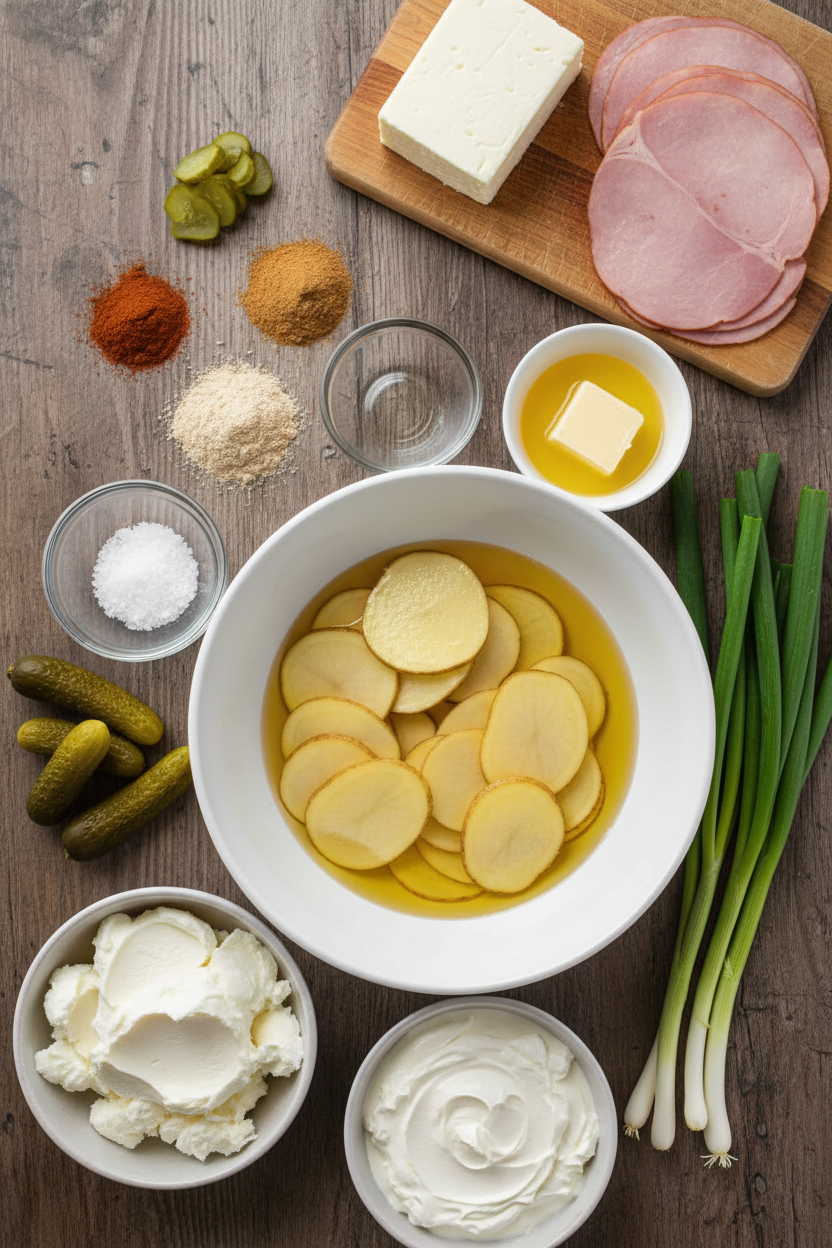 Ham and Pickle Potato Skins Recipe