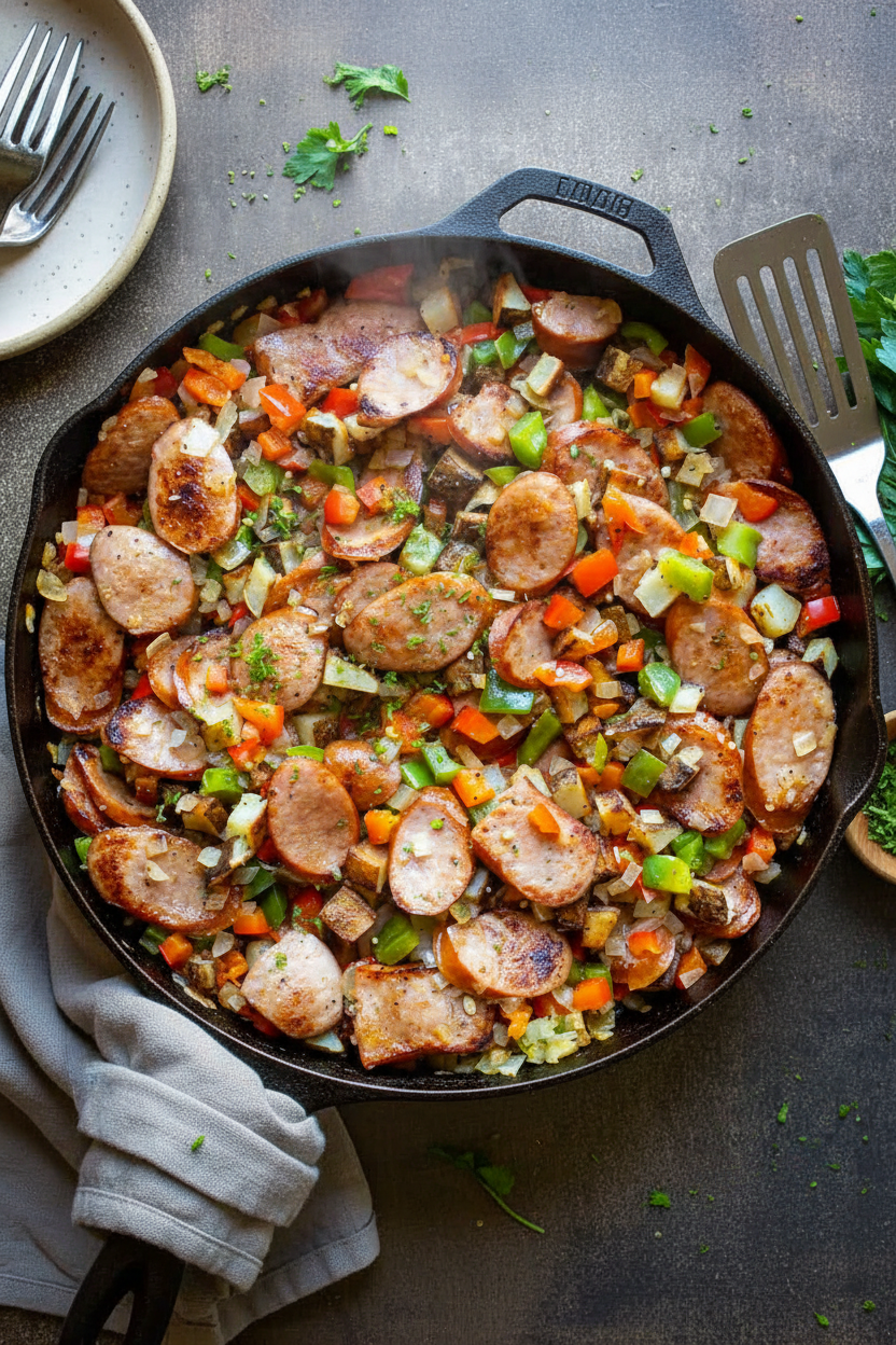 Hearty Kielbasa Hash Breakfast Skillet Recipe