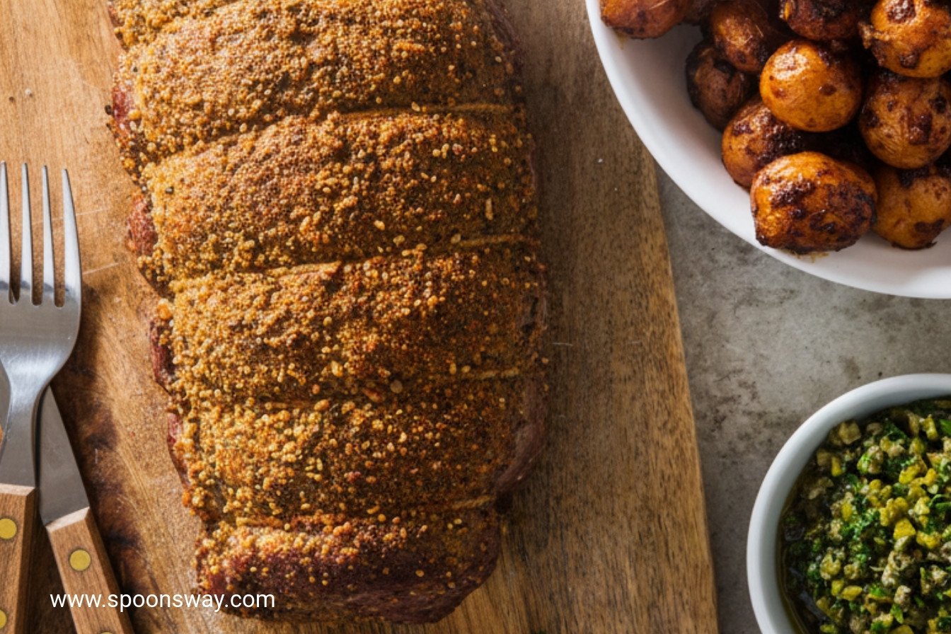 Herb Crusted Beef Tenderloin with Smashed Potatoes