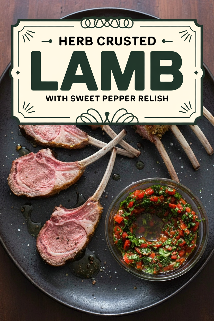 Herb Crusted Lamb with Sweet Pepper Relish