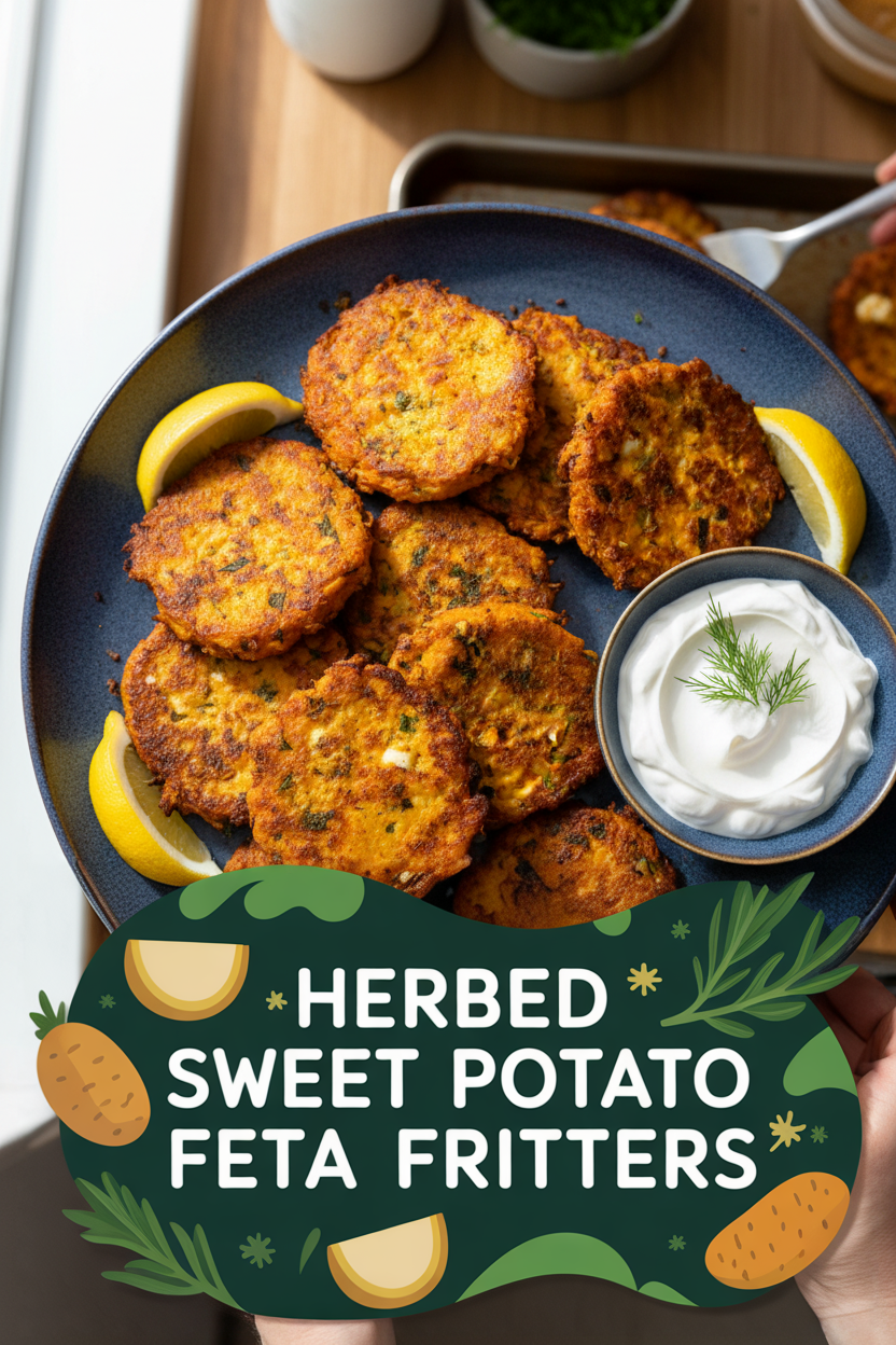 Herbed Sweet Potato Feta Fritters