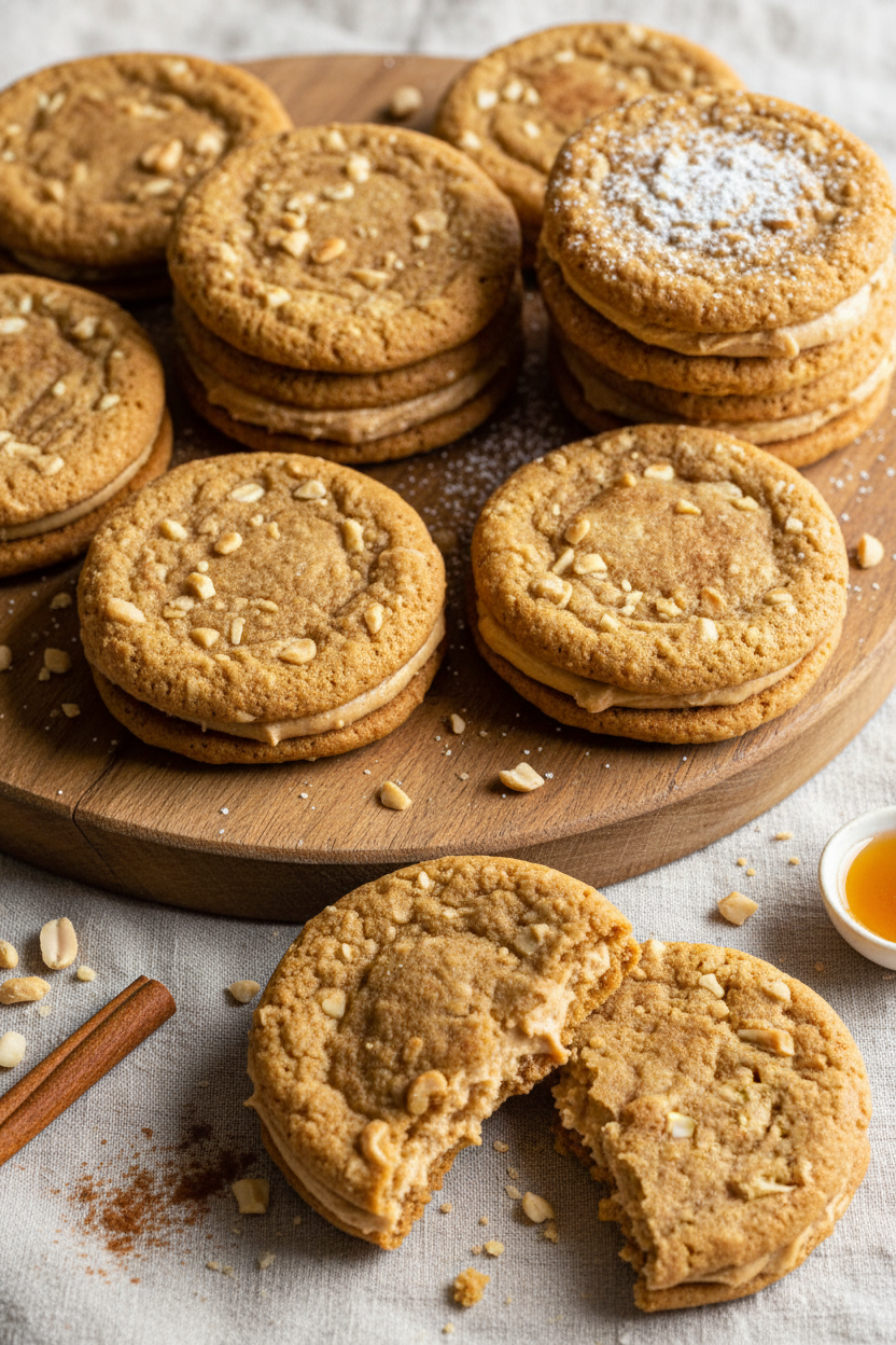 Honey Cinnamon Peanut Butter Sandwich Cookies