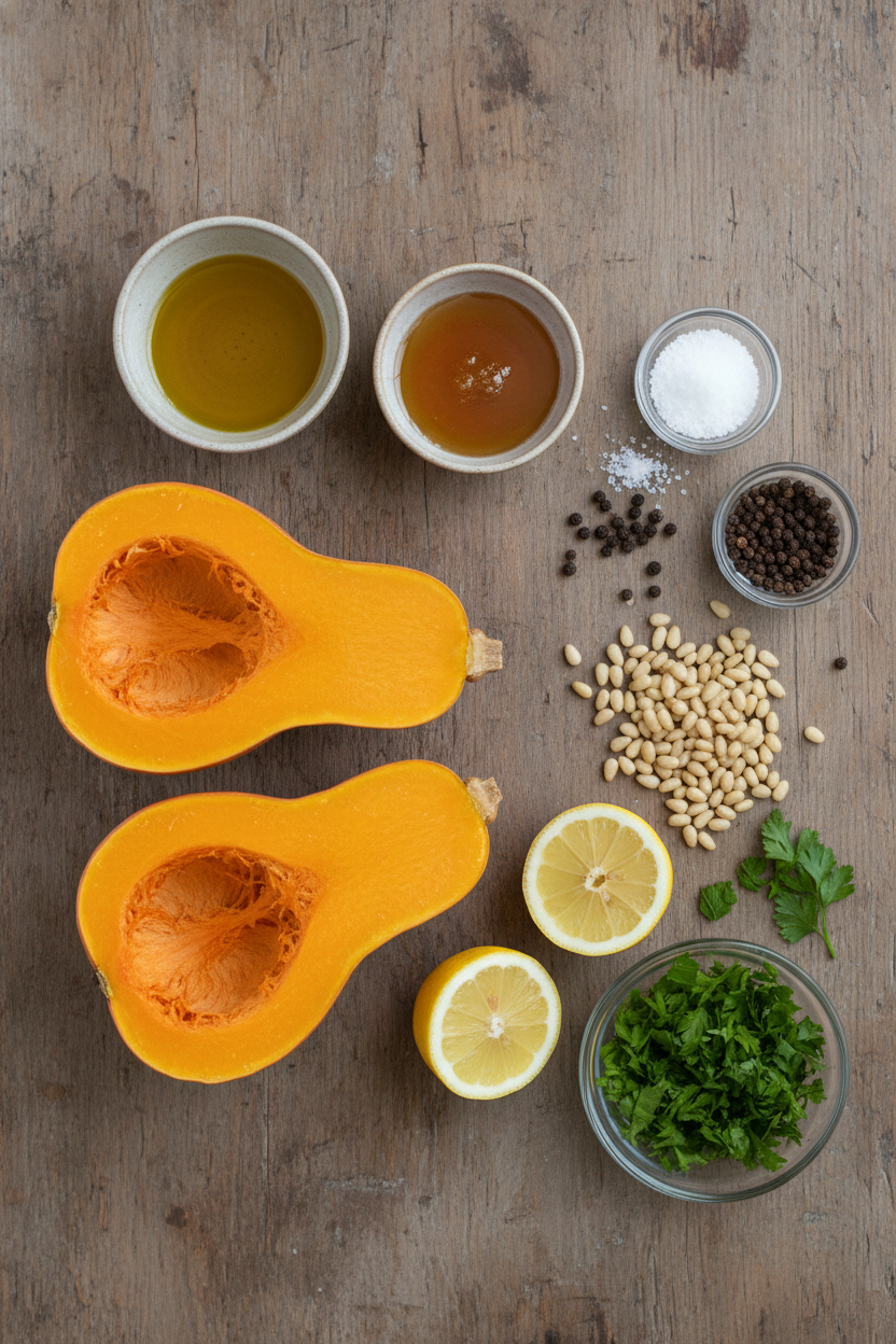 Honey Glazed Squash with Pine Nuts and Parsley
