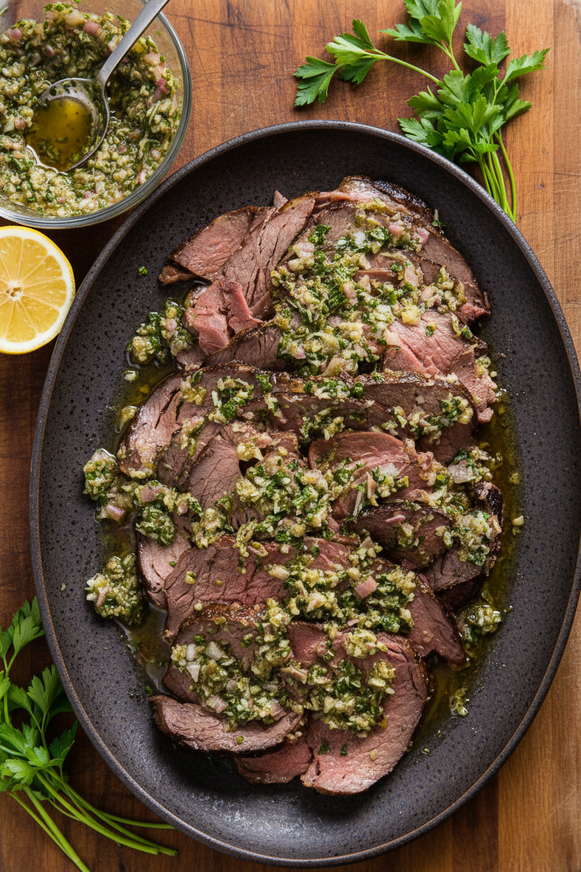 Horseradish Parsley Sauce with Roasted Beef Chuck