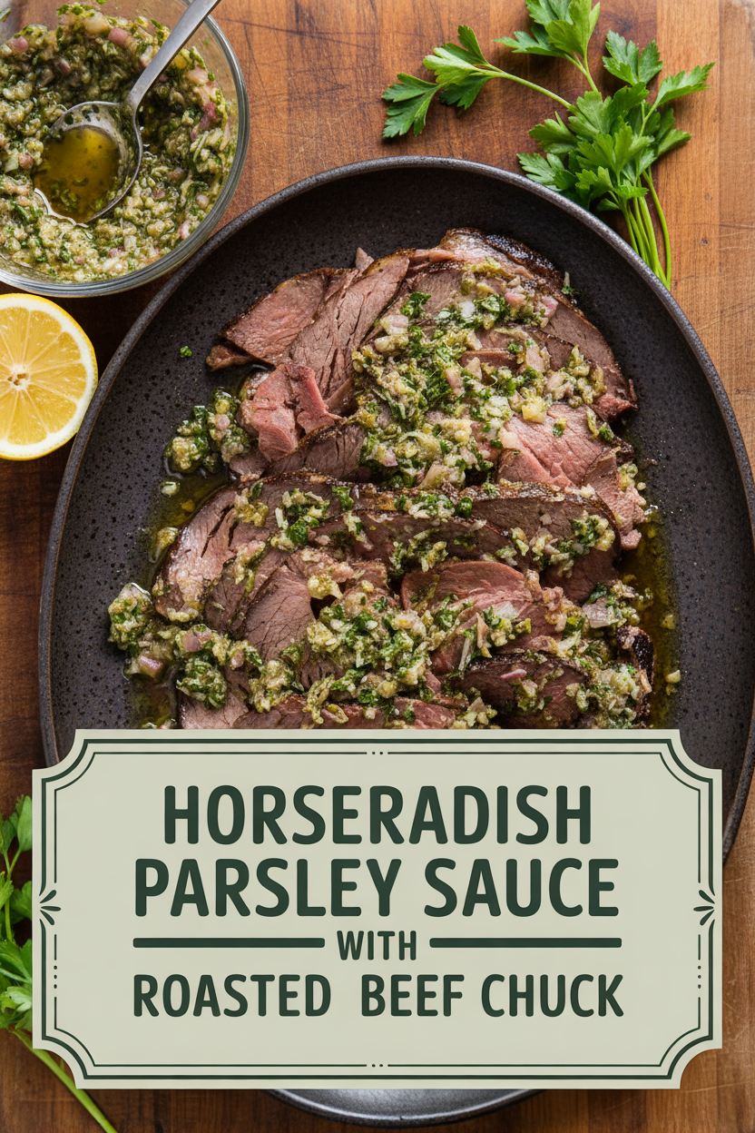 Horseradish Parsley Sauce with Roasted Beef Chuck