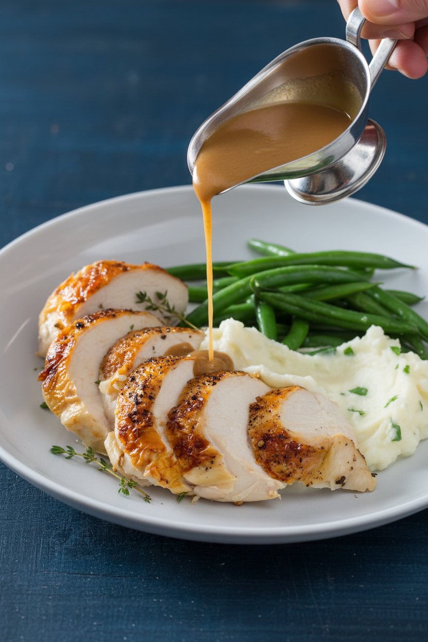 Juicy Broiled Chicken with Savory Pan Gravy