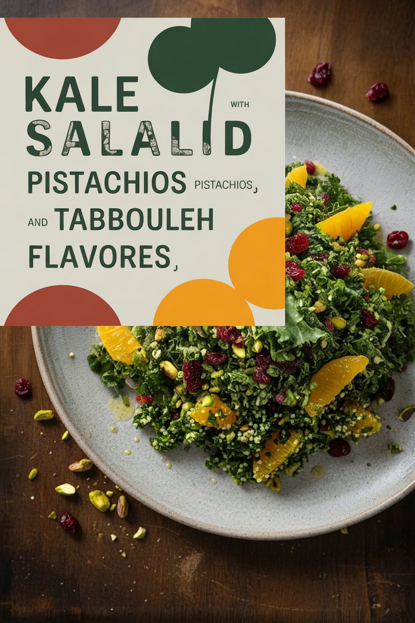 Kale Salad with Cranberries Pistachios and Tabbouleh Flavors