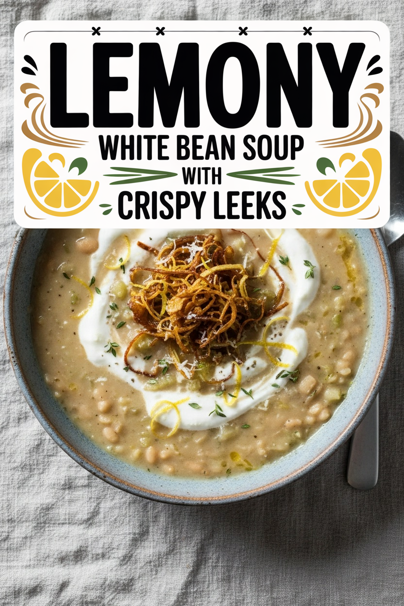 Lemony White Bean Soup with Crispy Leeks