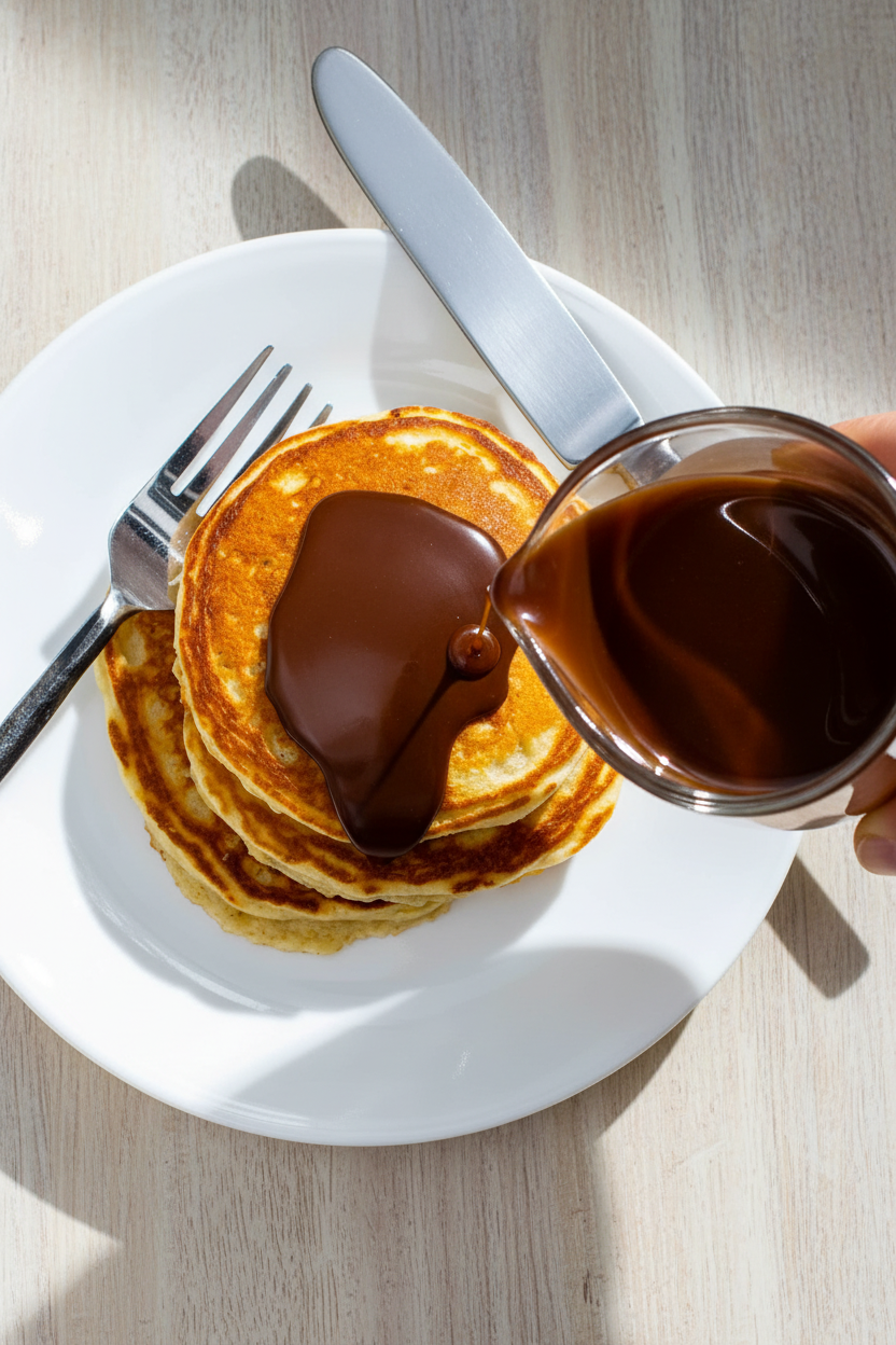 Malted Nutella Pancakes with Maple Syrup