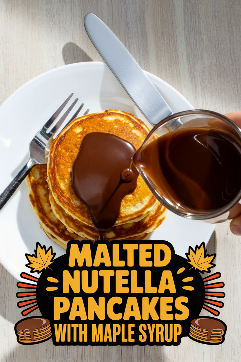 Malted Nutella Pancakes with Maple Syrup