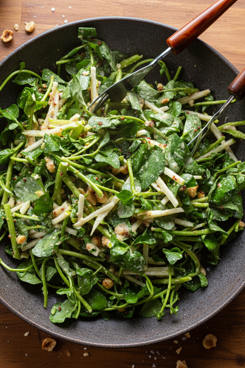 Maple Hazelnut Watercress and Apple Salad