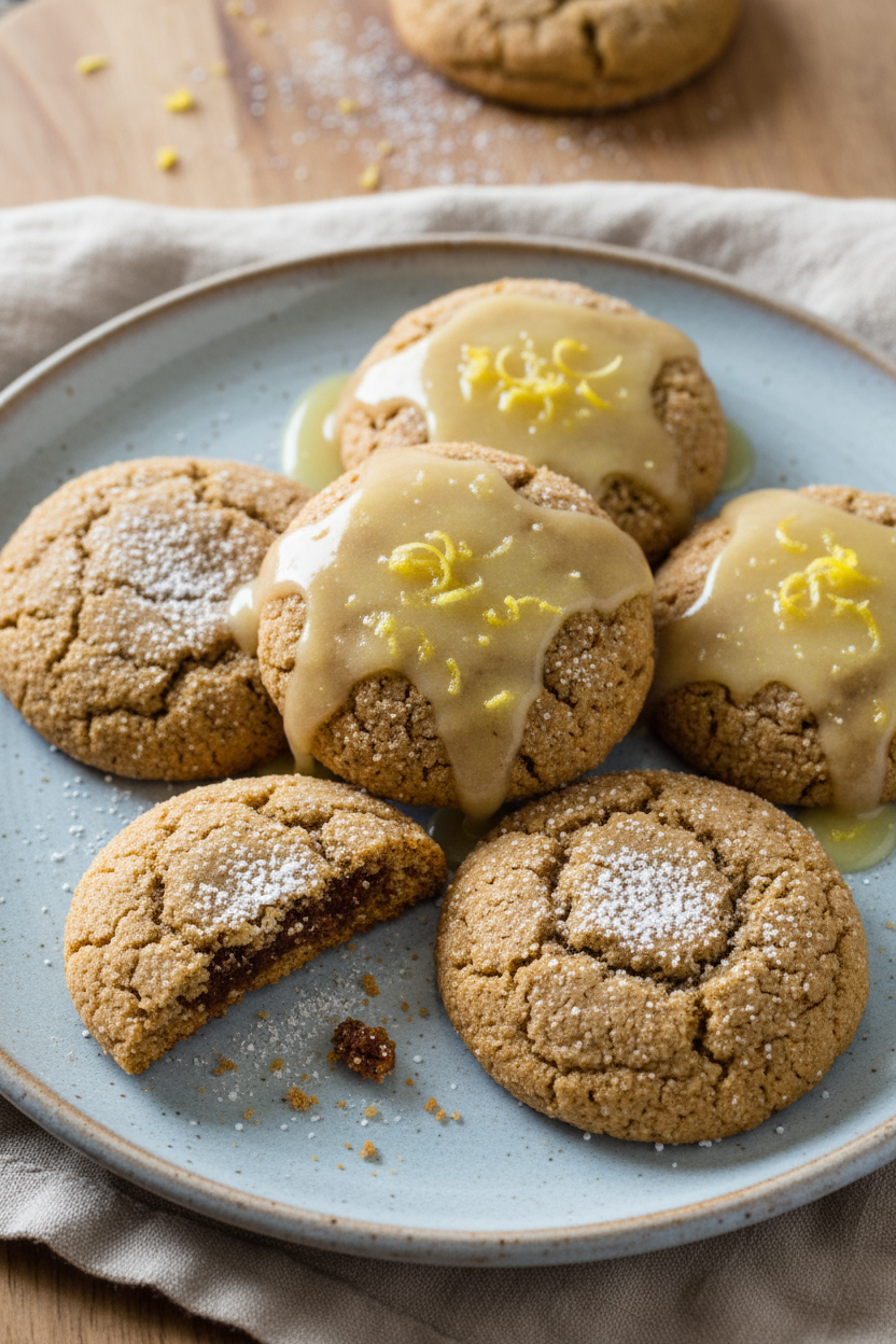 Molasses Spice Lemon Glazed Cookies