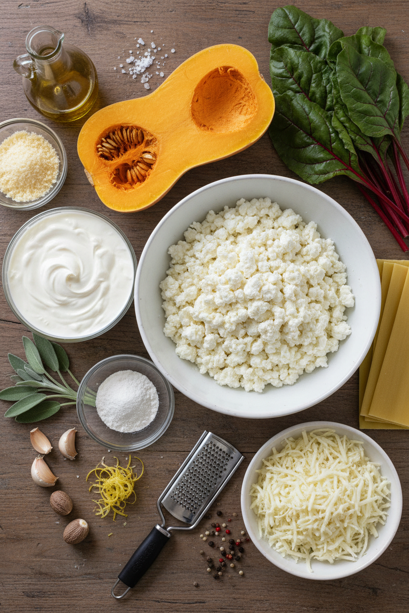 One Pan Butternut Squash and Swiss Chard Lasagna