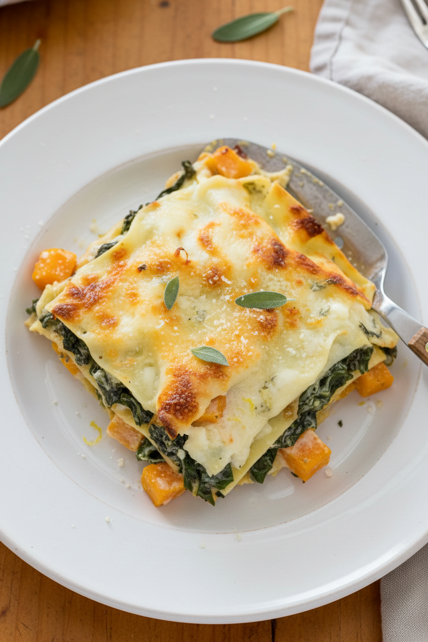 One Pan Butternut Squash and Swiss Chard Lasagna