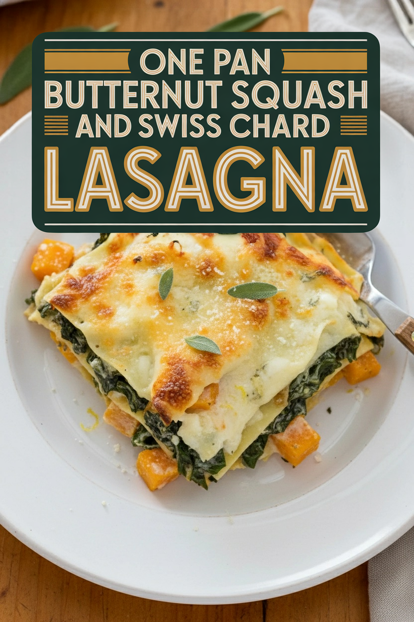 One Pan Butternut Squash and Swiss Chard Lasagna